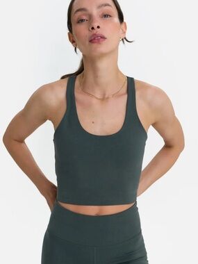 MATE the Label Forest Green Organic Stretch Racer Sports Bra Tank